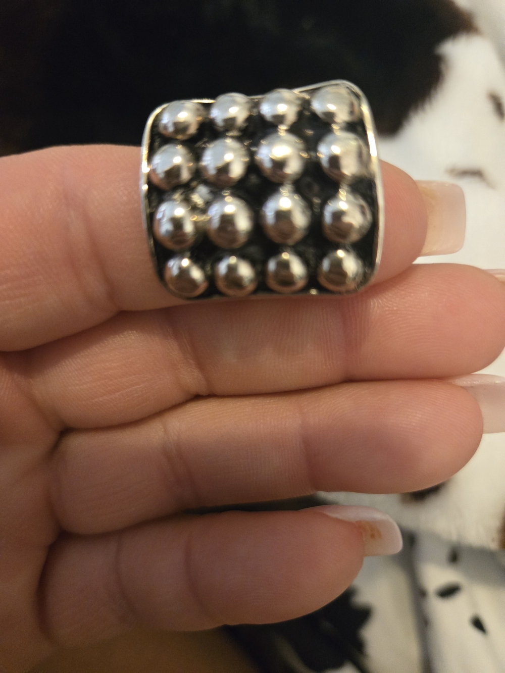 Silver-Tone Studded Dome Ring - Women Jewelry